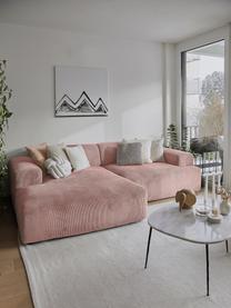 Cord-Ecksofa Melva (3-Sitzer) in Rosa, Bezug: Cord (92% Polyester, 8% P, Gestell: Massives Kiefernholz, Spa, Füße: Kiefernholz Die Füße befi, Cord Rosa, B 240 x T 144 cm