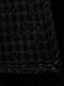Torchons en tissu gaufré Wanda, 2 pièces, Coton bio, Noir, larg. 50 x long. 70 cm
