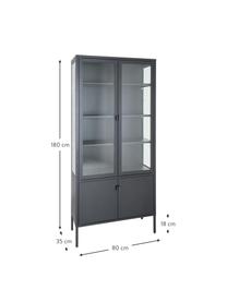 Witryna Brisbane, Stelaż: stal malowana proszkowo, Czarny, S 80 x W 180 cm