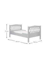 Cama infantil de madera gris para niños Harlequin, Madera de pino, tablero de fibras de densidad media (MDF), pintado con pintura libre de COV, Gris, An 100 x L 170 cm