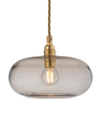 Lampada a sospensione piccola in vetro soffiato Horizon, Paralume: vetro soffiato, Struttura: metallo rivestito, Beige, dorato, Ø 21 x Alt. 14 cm
