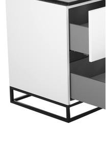 Credenza con piano in marmo Join, Mensola: marmo, Piedini: metallo verniciato, Bianco, nero, Larg. 160 x Alt. 66 cm