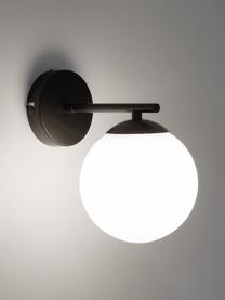 Wandleuchte Atlanta aus Opalglas, Lampenschirm: Glas, Gestell: Metall, pulverbeschichtet, Weiß, Schwarz, Ø 15 x H 22 cm
