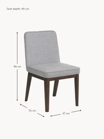 Sedia imbottita Koga, Rivestimento: 100% poliestere Il rivest, Gambe: legno di frassino, Cornice: metallo, Tessuto grigio, legno di frassino scuro, Larg. 47 x Alt. 86 cm