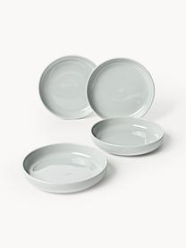 Assiettes creuses en porcelaine Nessa, 4 pièces, Porcelaine de haute qualité, émaillé, Gris clair, haute brillance, Ø 21 cm