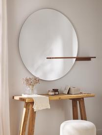Specchio grande da parete con ripiano in legno Sandro, Mensola: legno di mango, pannello , Superficie dello specchio: vetro a specchio, Legno di mango, Larg. 140 x Alt. 110 cm