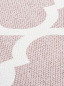 Tapis en coton fin tissé main rose Amira, 100 % coton, Rose, blanc crème, larg. 160 x long. 230 cm (taille M)