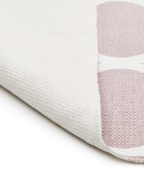 Tapis en coton fin tissé main rose Amira, 100 % coton, Rose, blanc crème, larg. 160 x long. 230 cm (taille M)