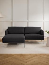 Kleines Ecksofa Fluente, Bezug: 100 % Polyester Der strap, Gestell: Massives Kiefernholz, Bir, Füße: Metall, pulverbeschichtet, Webstoff Anthrazit, B 198 x T 152 cm, Eckteil links