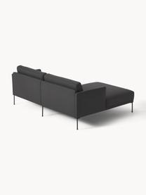 Sofa narożna Fluente, Tapicerka: 100% polipropylen Dzięki , Stelaż: lite drewno sosnowe, skle, Nogi: metal malowany proszkowo , Antracytowa tkanina, S 198 x G 152 cm, lewostronna