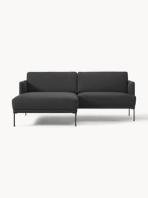 Kleines Ecksofa Fluente, Bezug: 100 % Polyester Der strap, Gestell: Massives Kiefernholz, Bir, Füße: Metall, pulverbeschichtet, Webstoff Anthrazit, B 198 x T 152 cm, Eckteil links