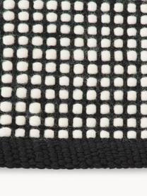 Alfombra artesanal de lana Amaro, Parte superior: 100% lana, Reverso: 100% algodón Las alfombra, Negro, blanco crema, An 200 x L 300 cm (Tamaño L)