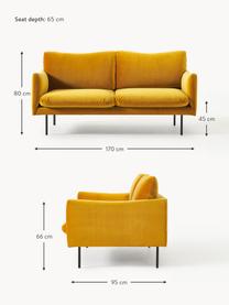 Canapé 2 places en velours Moby, Velours jaune moutarde, larg. 170 x prof. 95 cm