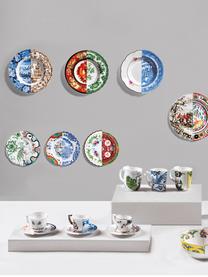 Tazas artesanales con platitos Hybrid, 2 uds., Porcelana, Multicolor, Ø 7 x Al 6 cm
