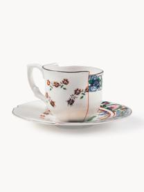 Tasse faite main avec sous-tasse Hybrid, Porcelaine, Multicolore, Ø 7 x haut. 6 cm