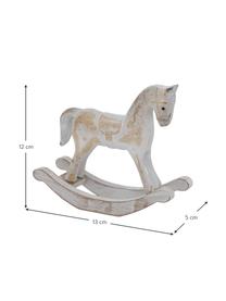 Cavallo a dondolo decorativo in legno Pavo, alt. 12 cm, Pannello di fibra a media densità rivestito, Bianco, Larg. 13 x Alt. 12 cm