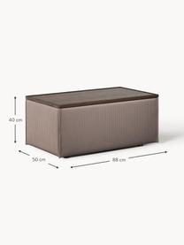 Sofa-Hocker Lennon aus Cord mit Stauraum, Bezug: Cord (92 % Polyester, 8 %, Tablett: Eichenholz, Spannplatte m, Gestell: Spanplatte, mitteldichte , Cord Taupe, dunkles Eichenholz, B 88 x T 50 cm