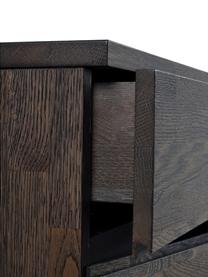 Credenza in legno di quercia Fred, Gambe: acciaio, laccato, Corpo e fronte: legno di quercia, grigio scuro tinto Gambe: nero, Larg. 170 x Alt. 79 cm