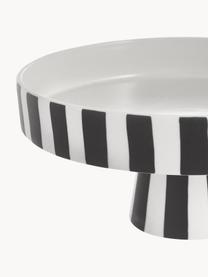 Pruhovaný servírovací talíř z keramiky Toppu, Keramika, Tlumeně bílá, černá, Ø 20 cm, V 9 cm