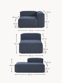 Modulaire XL chaise longue Lennon, Bekleding: 100% polyester De slijtva, Frame: massief grenenhout, multi, Poten: kunststof Dit product is , Geweven stof donkerblauw, B 357 x D 119 cm, armleuning links