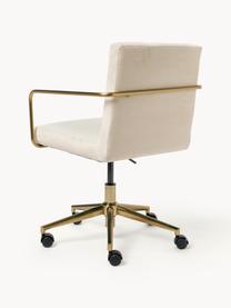 Chaise de bureau en velours avec accoudoirs Kashya, hauteur réglable, Velours beige clair, larg. 57 x prof. 56 cm