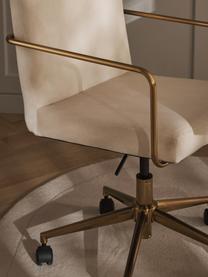 Fluwelen bureaustoel Kashya met armleuning, in hoogte verstelbaar, Bekleding: fluweel (100% polyester) , Frame: geborsteld metaal, Wieltjes: kunststof Dit product is , Fluweel lichtbeige, B 57 x D 56 cm