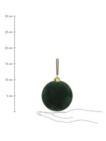 Zamatové vianočné gule Elvien v zelenej farbe, 4 kusy, Zelená, Ø 10 cm