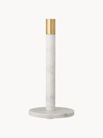 Mramorový stojan na papierové utierky Emira, Biela, mramorovaná, mosadzné odtiene, Ø 15 cm