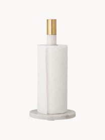 Stojak na ręcznik papierowy z marmuru Emira, Biały, marmurowy, odcienie złotego, Ø 15 cm