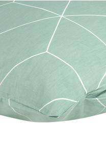 Baumwoll-Kissenbezug Lynn mit grafischem Muster, 50 x 70 cm, Webart: Renforcé Fadendichte 144 , Mint, Cremeweiss, B 50 x L 70 cm