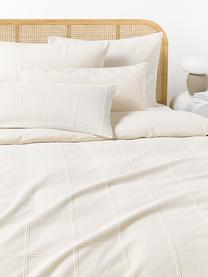 Taie d'oreiller à carreaux tuftés Vivienne, Blanc cassé, larg. 50 x long. 70 cm