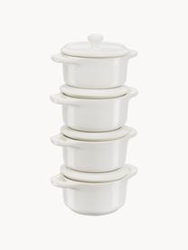 Petits pots Mini Cocotte, 4 pièces, Céramique, émaillée, Blanc, Ø 10 x haut. 7 cm, 200 ml