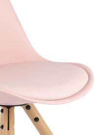 Sillas con asiento de cuero sintético Max, 2 uds., Asiento: cuero sintético (poliuret, Asiento: plástico, Patas: madera de haya, Rosa, An 46 x F 54 cm