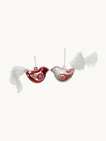 Kerstboomhanger Flora B 8 cm, set van 2, Rood, wit, B 8 x H 5 cm