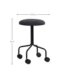 Sgabello da ufficio Architect, Rivestimento: 100% poliestere, Gambe: metallo rivestito, Nero, Ø 44 x Alt. 53 cm