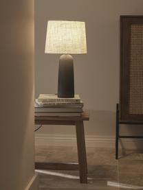 Lampa stołowa z betonową podstawą Kaya, Stelaż: beton, Antracytowy, kremowobiały, Ø 29 x W 52 cm