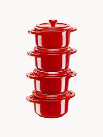 Hrnce Mini Cocotte, 4 ks, Keramika, smaltovaná, Červená, Ø 10 cm x V 7 cm, 200 ml