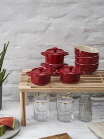 Set 4 casseruole Mini Cocotte, Ceramica smaltata, Rosso, Ø 10 x Alt. 7 cm, 200 ml