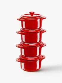 Töpfchen Mini Cocotte, 4 Stück, Keramik, emailliert, Rot, Ø 10 cm x H 7 cm, 200 ml