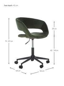 Samt-Drehstuhl Grace, höhenverstellbar, Bezug: Polyestersamt 25.000 Sche, Gestell: Metall, pulverbeschichtet, Samt Waldgrün, B 56 x T 54 cm