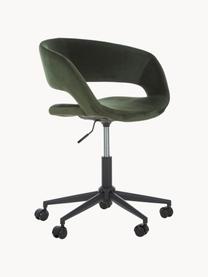 Fluwelen draaistoel Grace, in hoogte verstelbaar, Bekleding: polyester fluweel, Frame: gepoedercoat metaal, Fluweel bosgroen, B 56 x D 54 cm