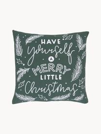 Housse de coussin 45x45 Little Christmas, 100 % coton bio, certifié GOTS, Vert, blanc, larg. 45 x long. 45 cm