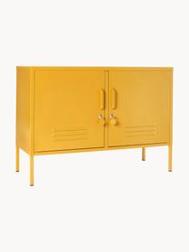 Credenza in metallo Lowdown, Acciaio verniciato a polvere, Giallo senape, Larg. 100 x Alt. 72 cm