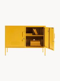 Credenza in metallo Lowdown, Acciaio verniciato a polvere, Giallo senape, Larg. 100 x Alt. 72 cm