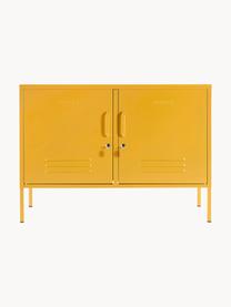 Credenza in metallo Lowdown, Acciaio verniciato a polvere, Giallo senape, Larg. 100 x Alt. 72 cm