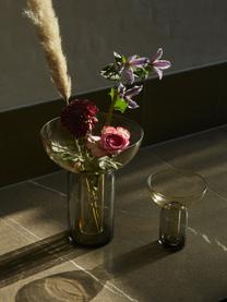 Skleněná váza Torus, V 20 cm, Sklo, Tmavě šedá, tmavě zelená, transparentní, Ø 15 cm, V 20 cm