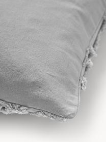 Baumwollperkal-Kissenhülle Faith mit getufteter Verzierung, 100% Baumwolle, Grau, B 40 x L 60 cm