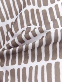 Outdoor-Kissen Little Stripe, mit Inlett, 100% Polyester, Weiß, Taupe, B 47 x L 47 cm