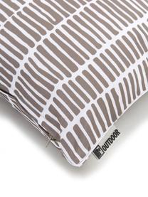 Outdoor-Kissen Little Stripe, mit Inlett, 100% Polyester, Weiß, Taupe, B 47 x L 47 cm