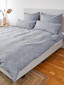 Housse de couette en coton Lynn, Gris, blanc crème, larg. 200 x long. 200 cm